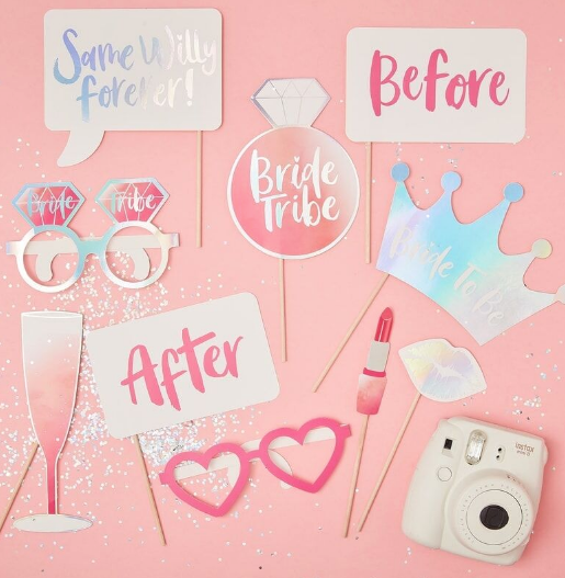 Iridescent hens party photobooth props
