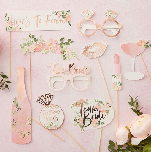 Rose gold hens party photobooth props