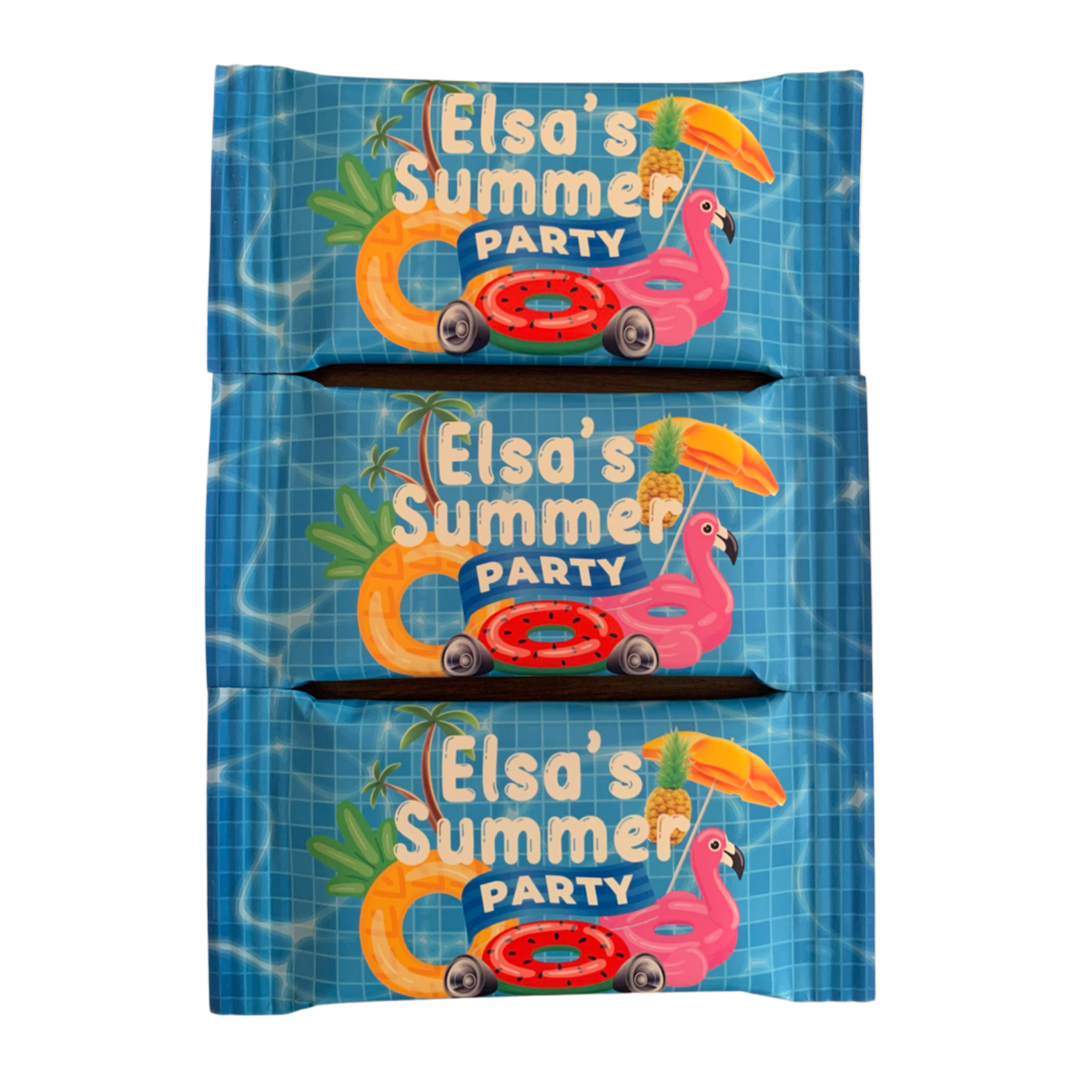 Summer pool themed personalised kit kats