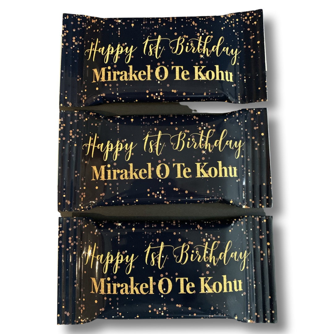 Black and gold themed kit kats