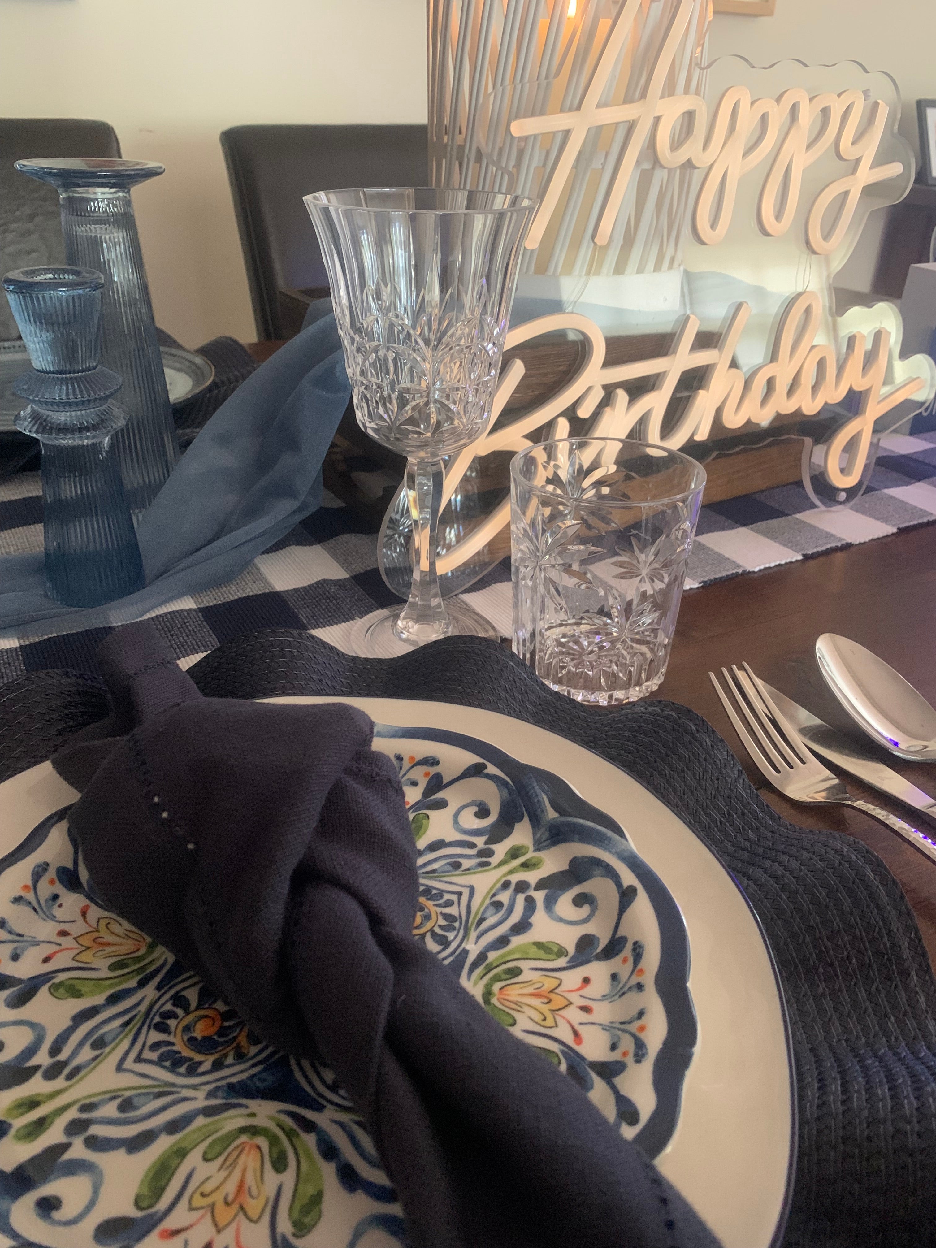 Dinner parties Wellington gorgeous blue table setting