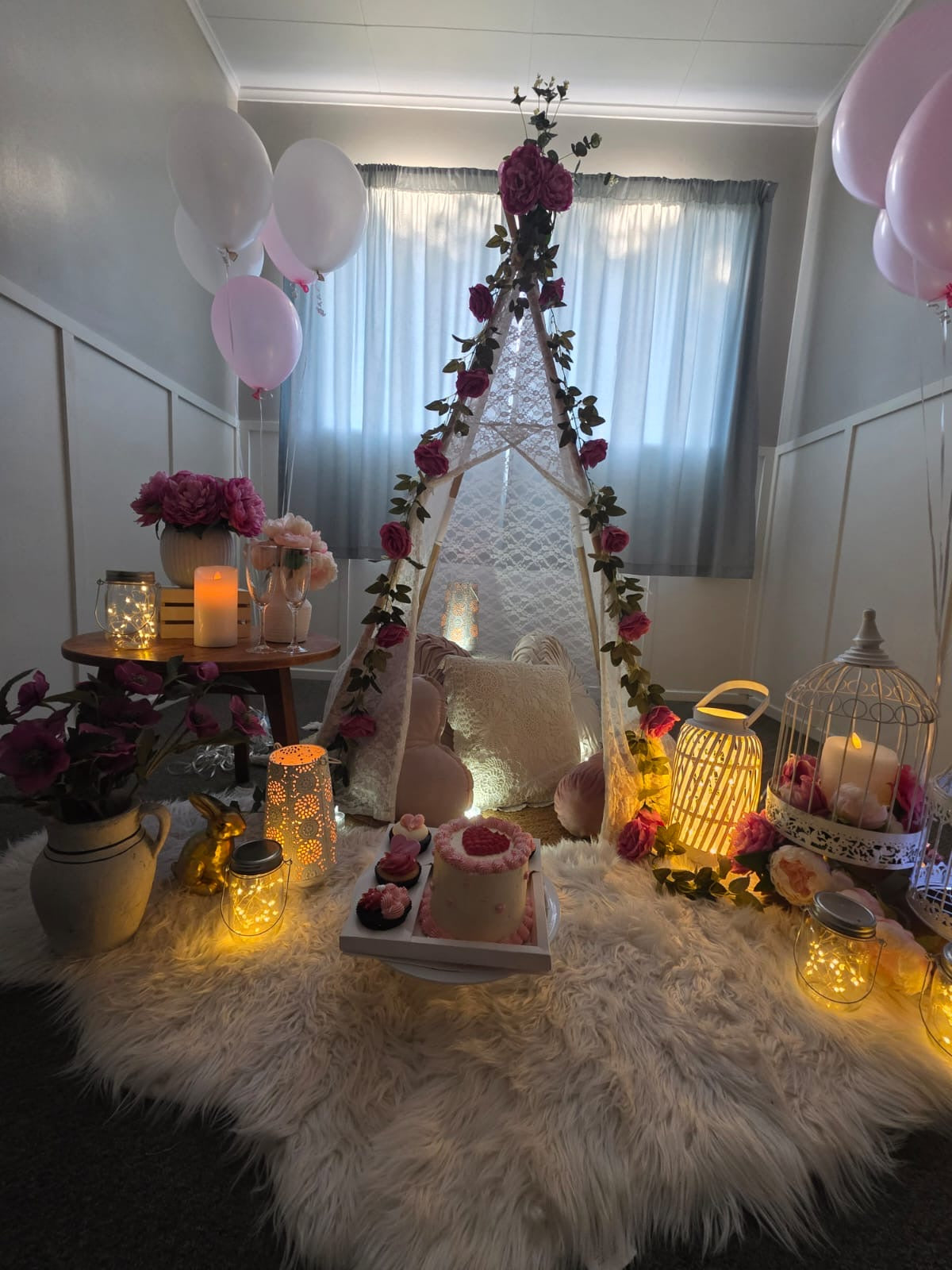 Floral teepee celebration setup Wellington