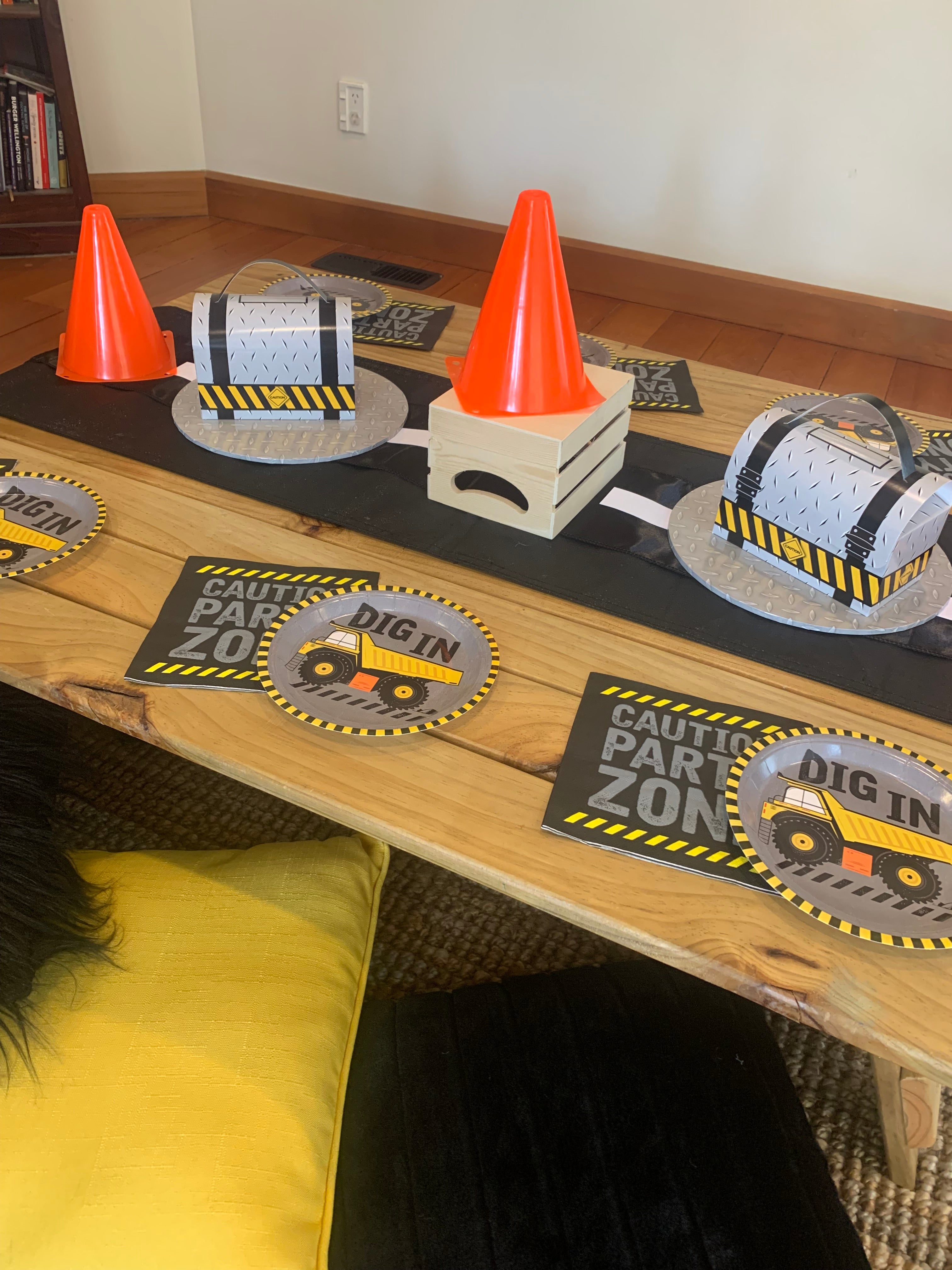 Dig in to this construction themed kids picnic setup