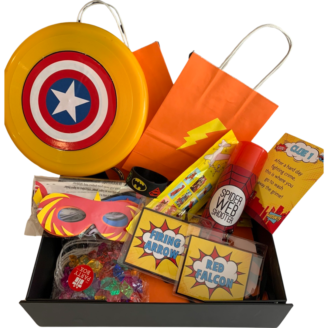 Superhero games in a box kids party games