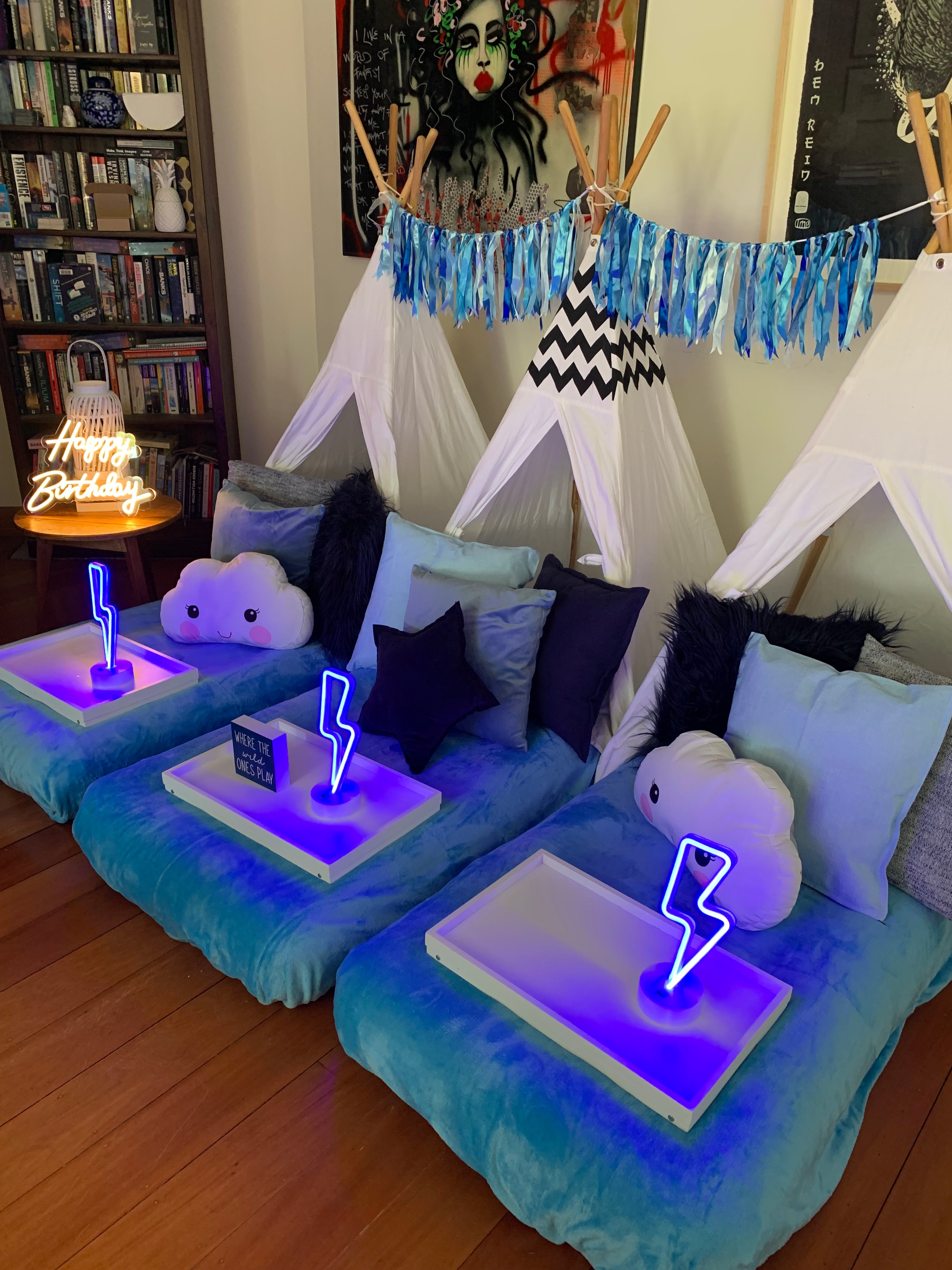 Blue themed teepee party Wellington