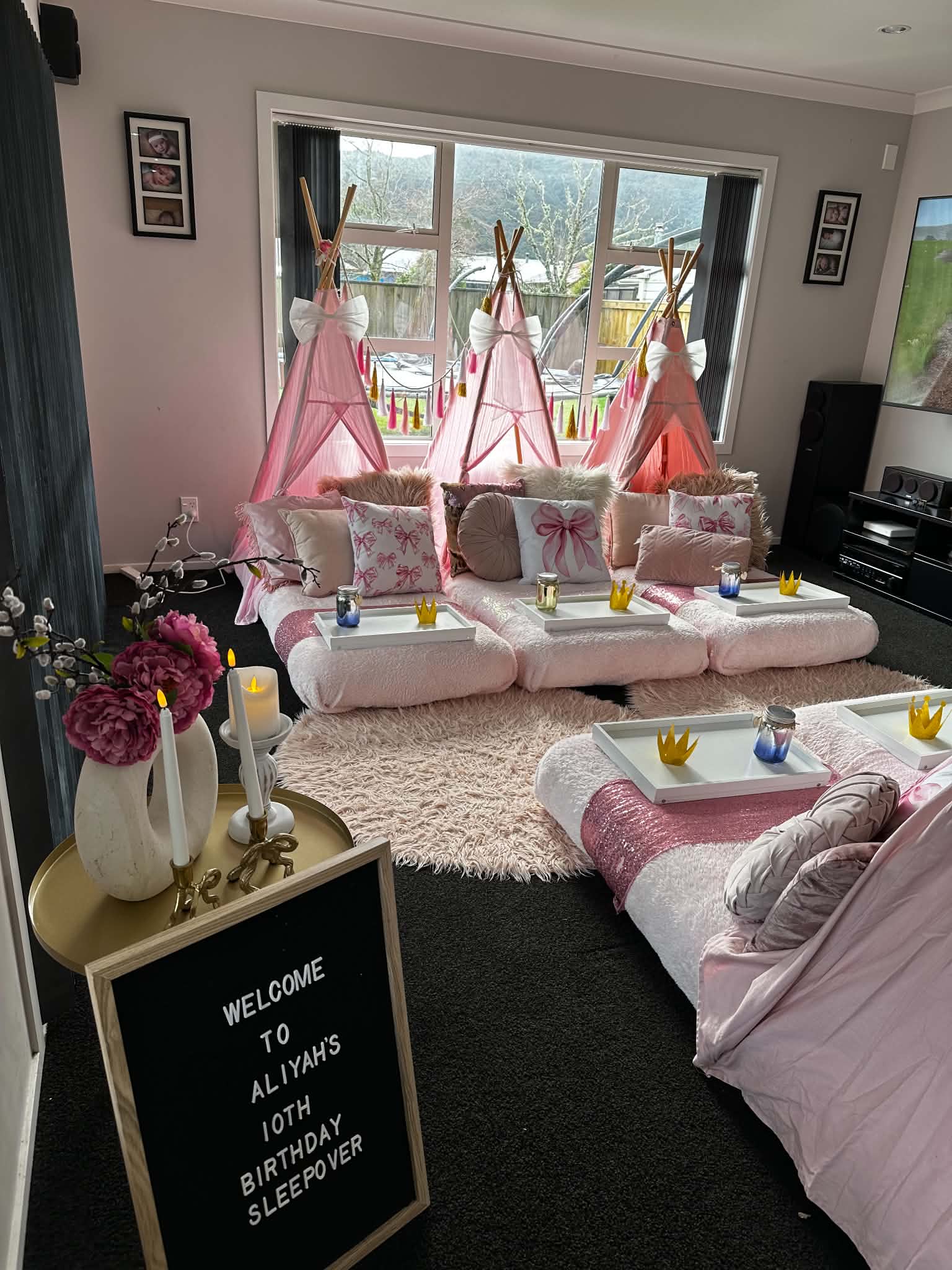 A bowtiful encounter boutique teepee party setup by the amazing The Party Box Company in Wellington
