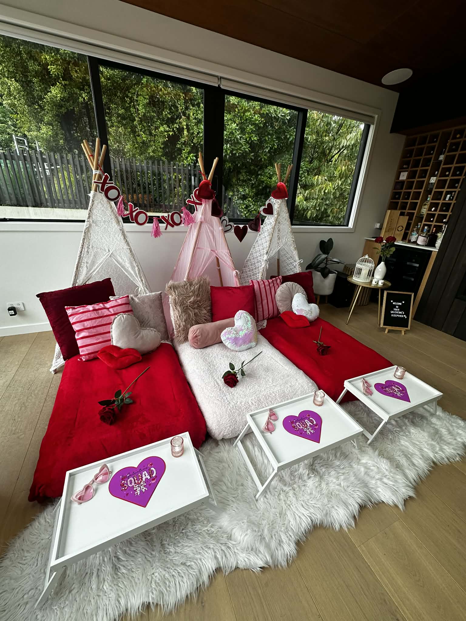 Gorgeous boutique teepees in Wellington with a Galentines theme
