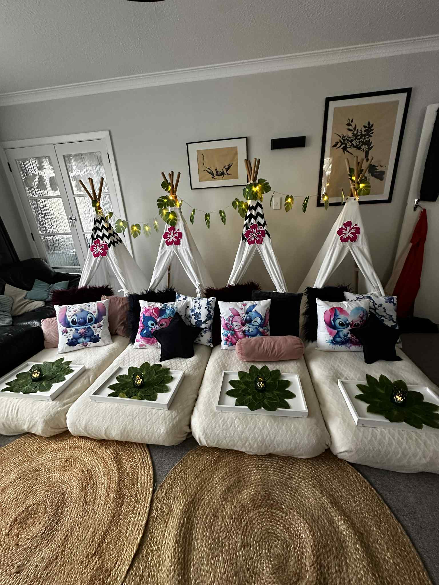Stitch and Angel themed teepee party hire Wellington