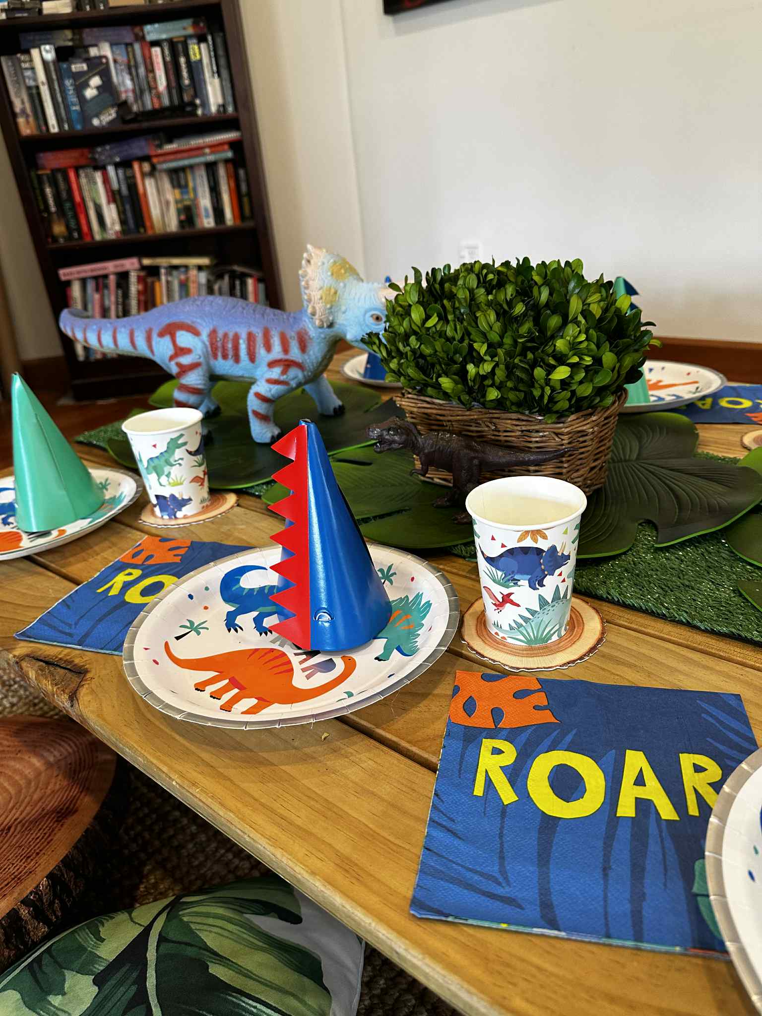 Dinosaur themed kids picnic setup Wellington