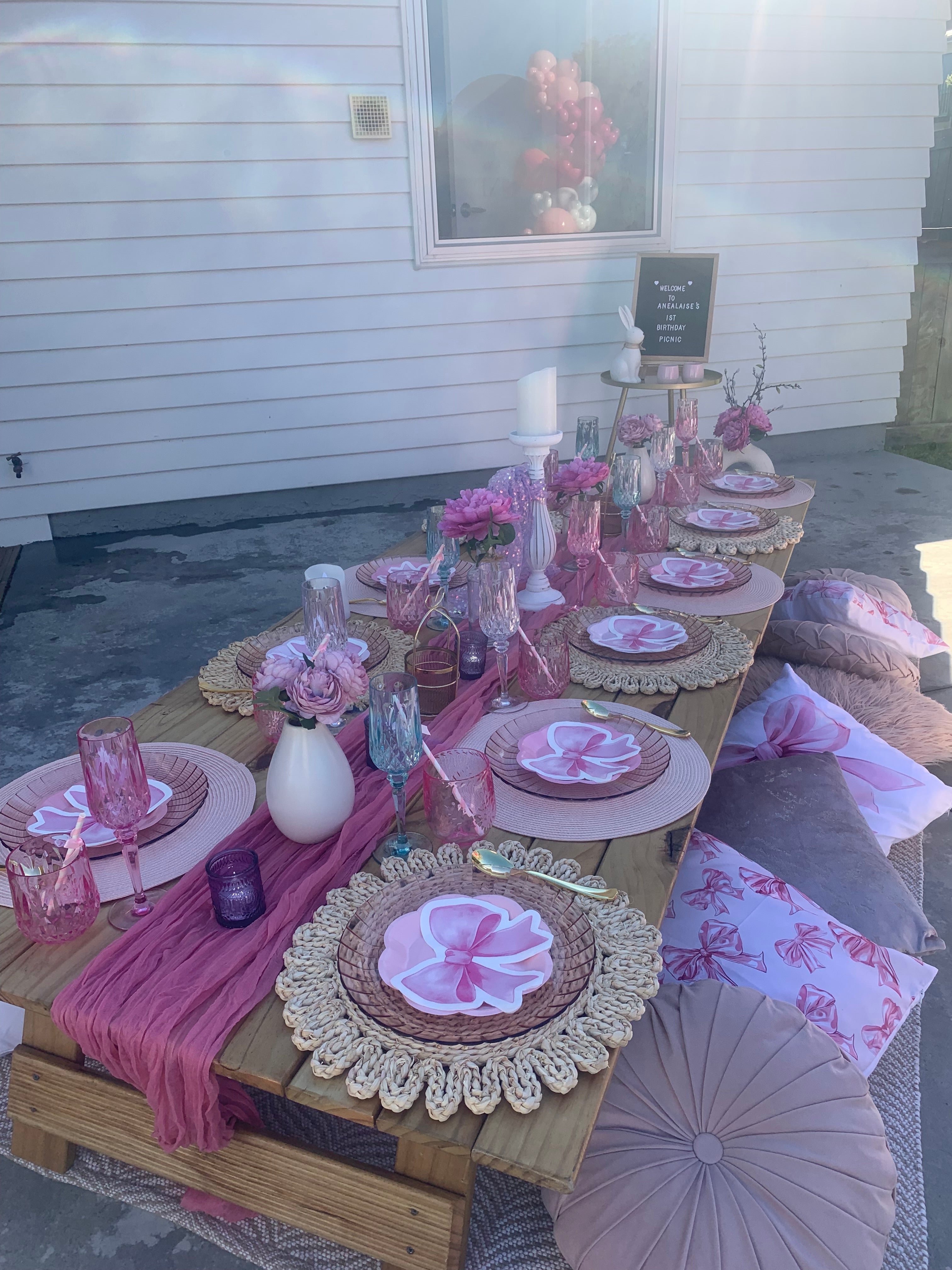 Perfect pretty pink picnic setup for girls birthdays in Wellington