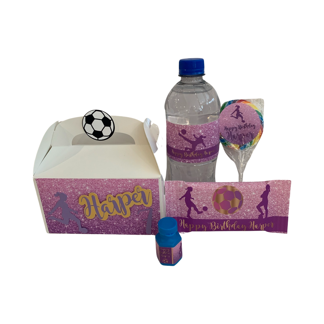 Purple soccer themed party supplies