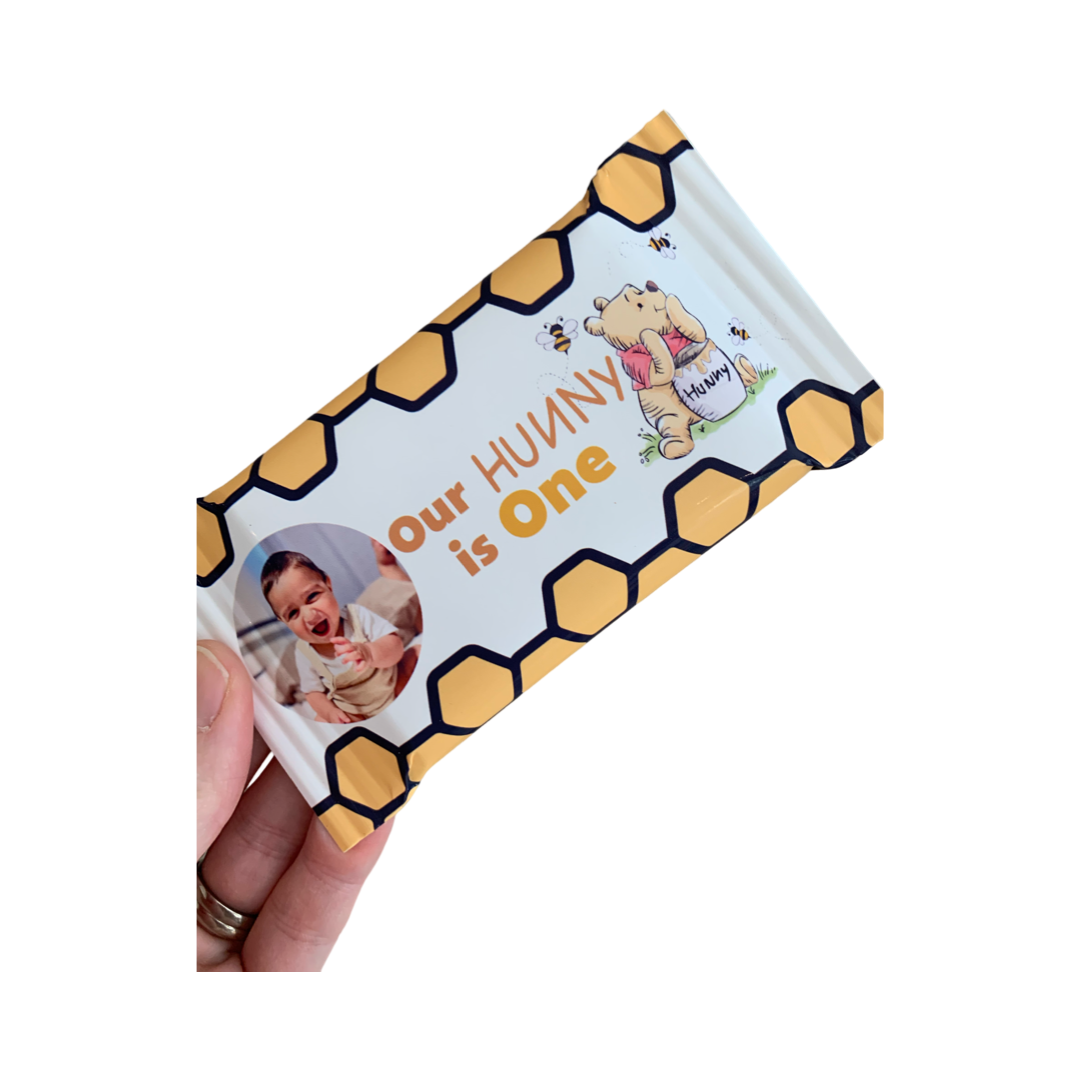 Winnie the Pooh themed personalised kit kats NZ party favours
