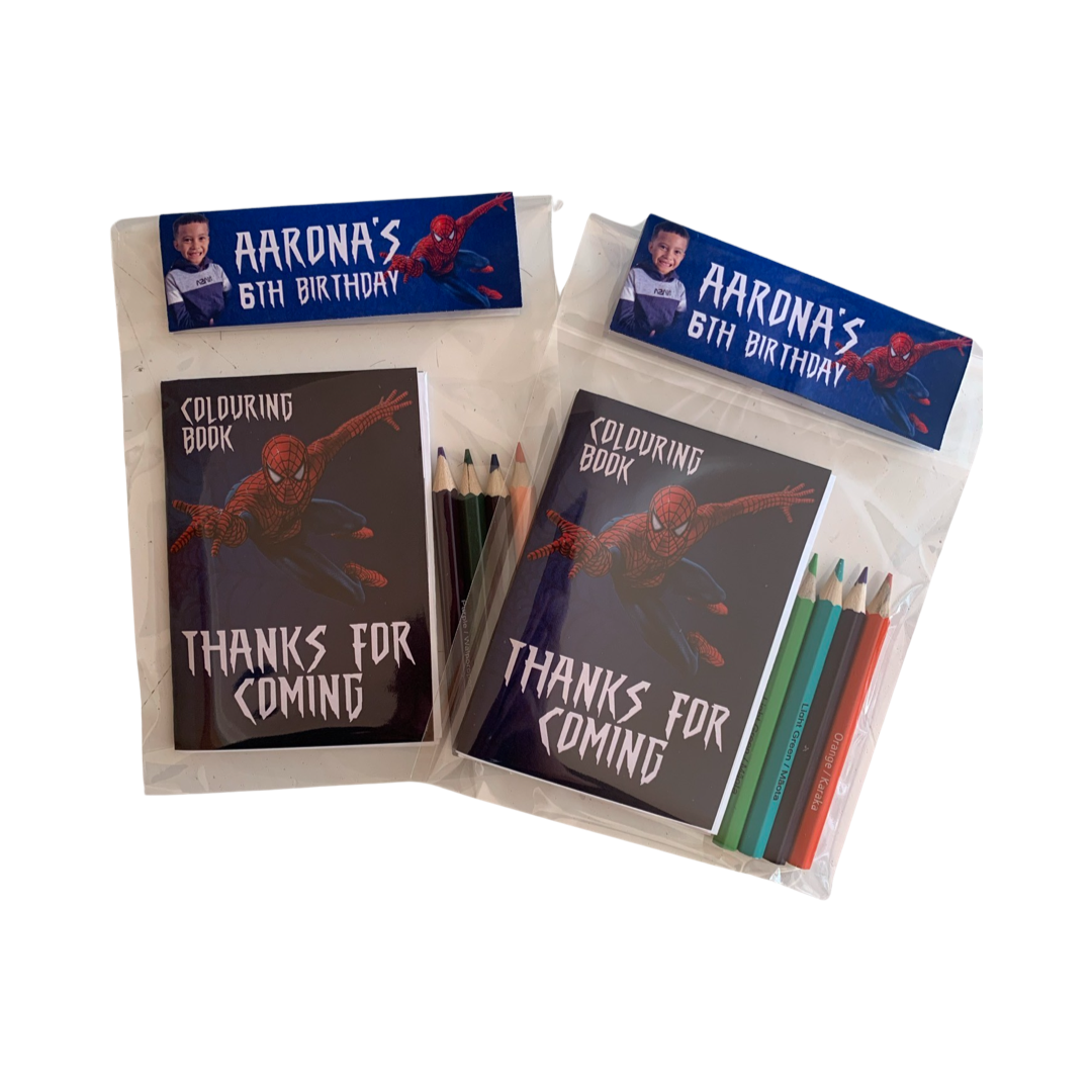 Spiderman mini colouring party favours nz party supplies