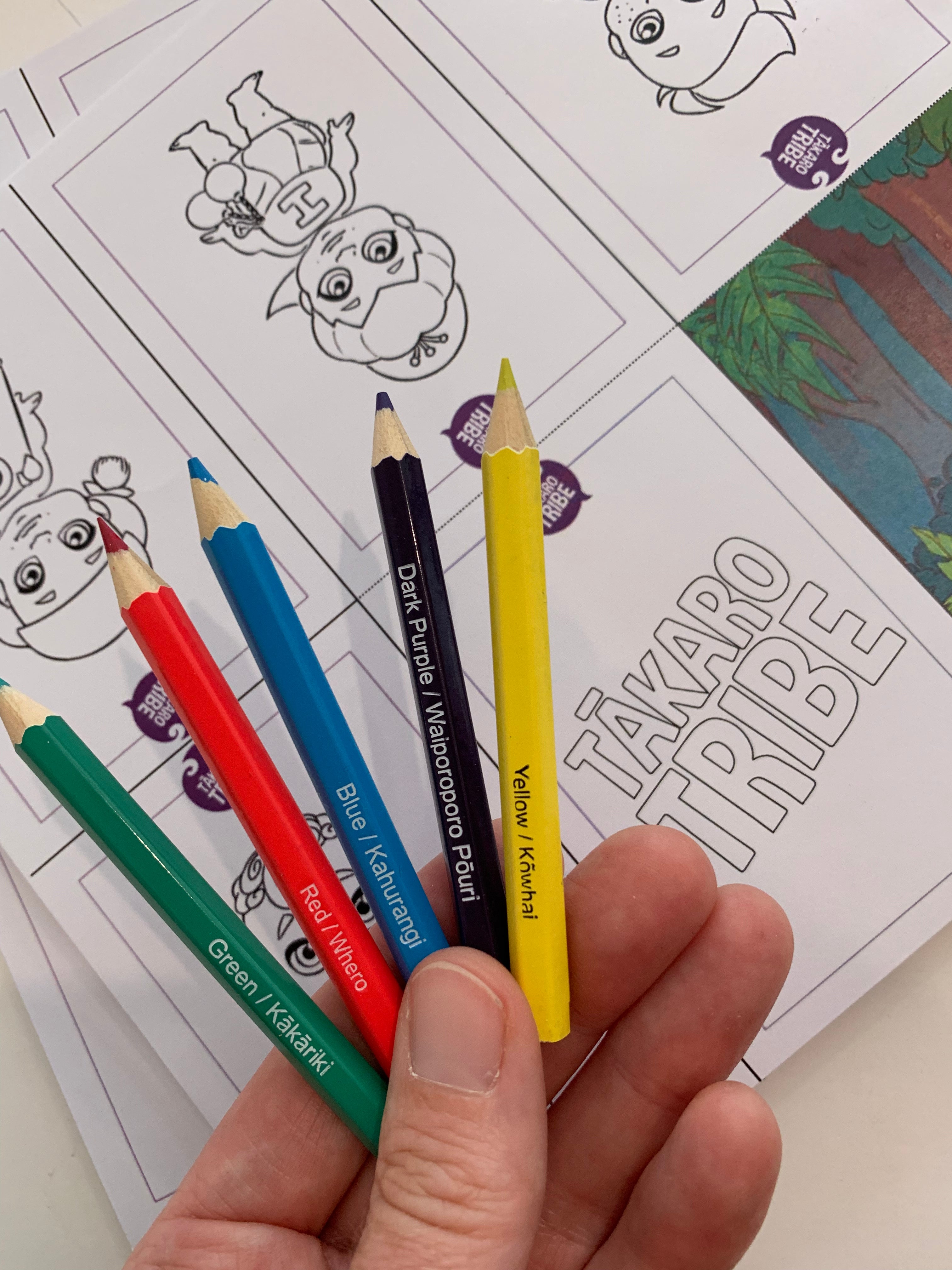 Tākaro Tribe mini colouring books party favours nz