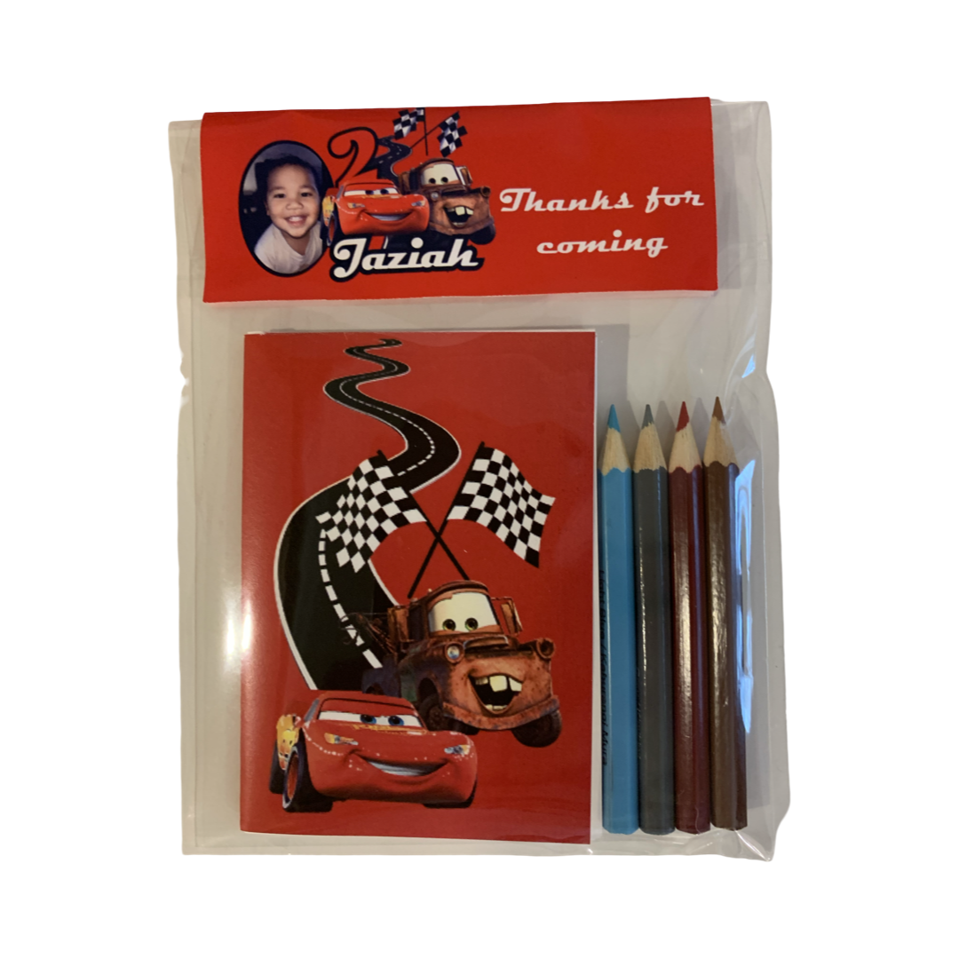 Cars themed colouring kit NZ party favours