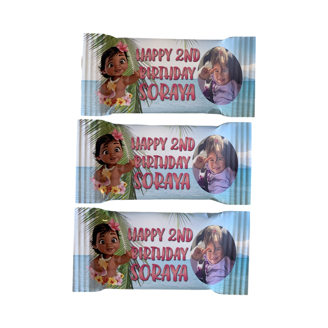 Moana themed personalised kit kats party supplies nz