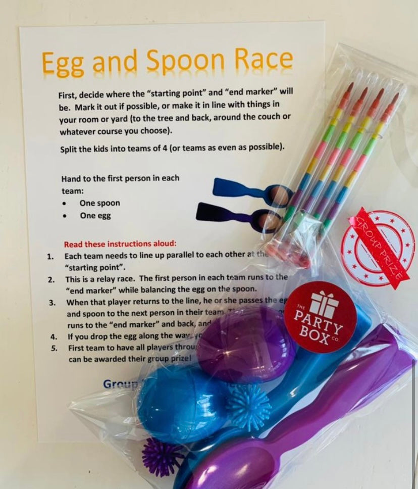 Egg and spoon race kids party game