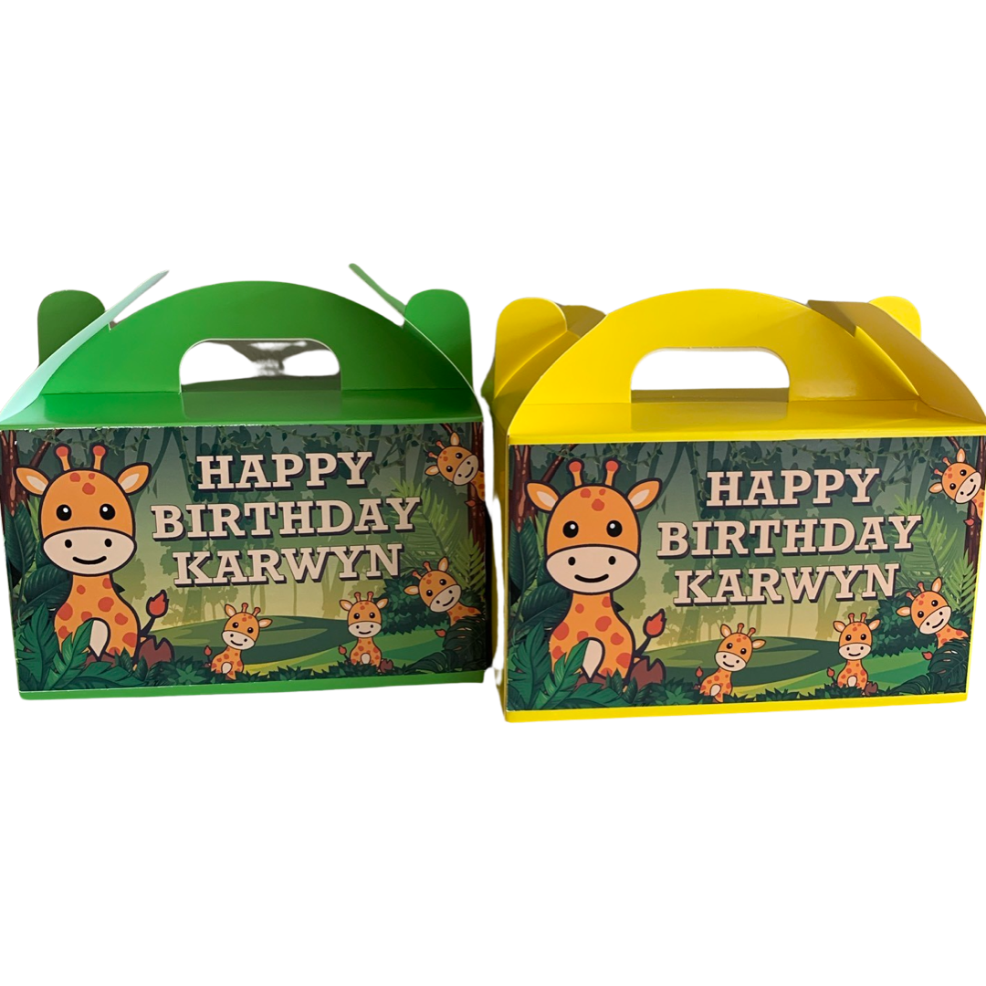 Giraffe jungle personalised gift boxes