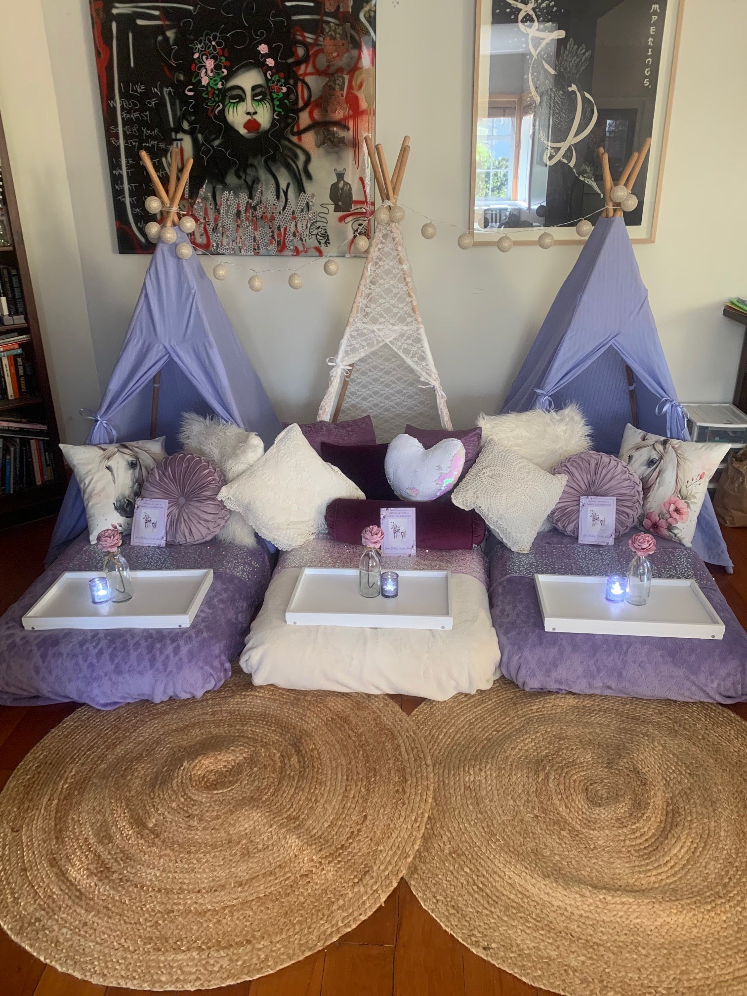 Lavender and purple dreamy teepee party with a pony theme perfect for Wellington kids parties