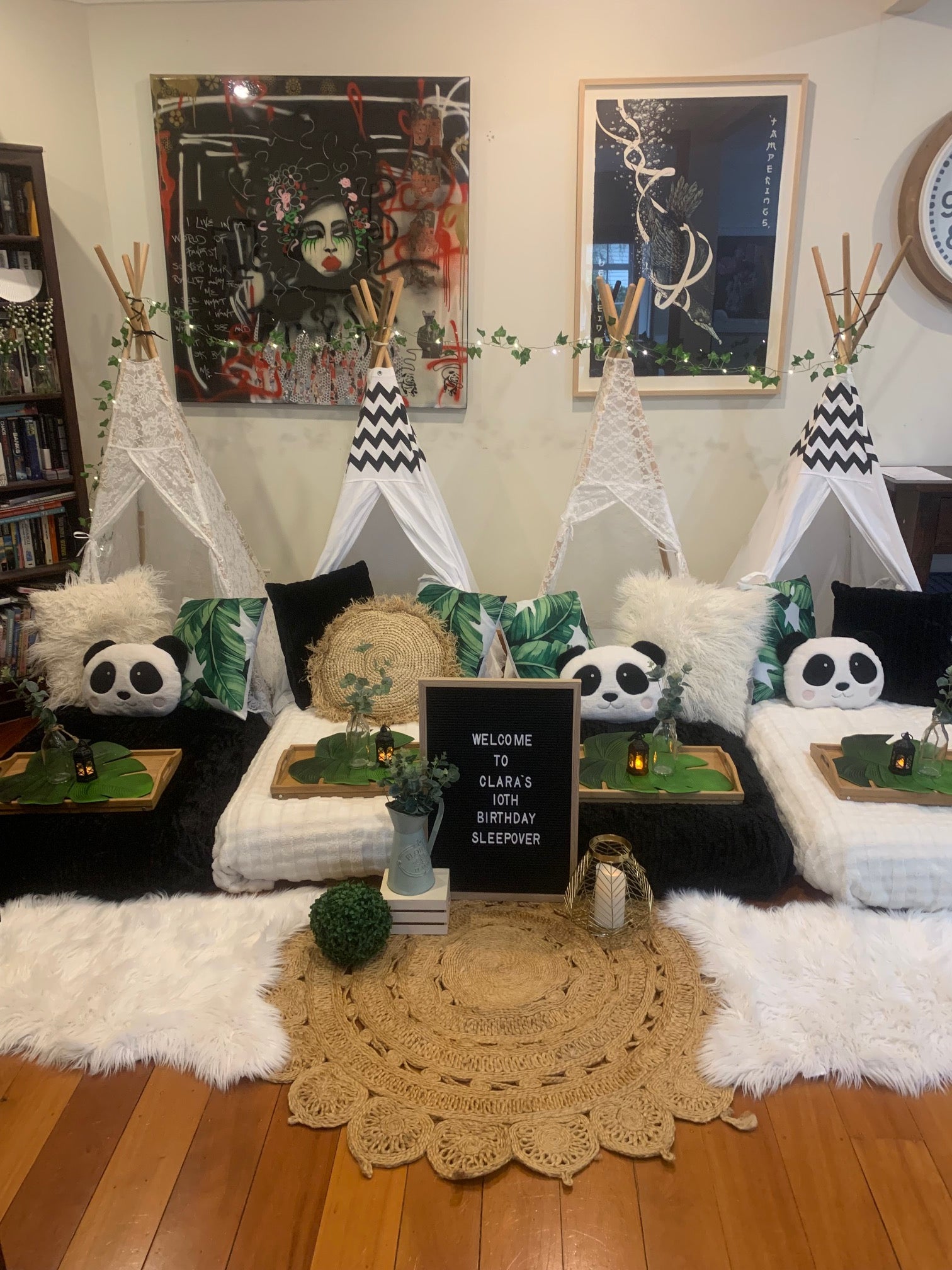 A fabulous white and black themed panda teepee party perfect for Wellington birthday parties