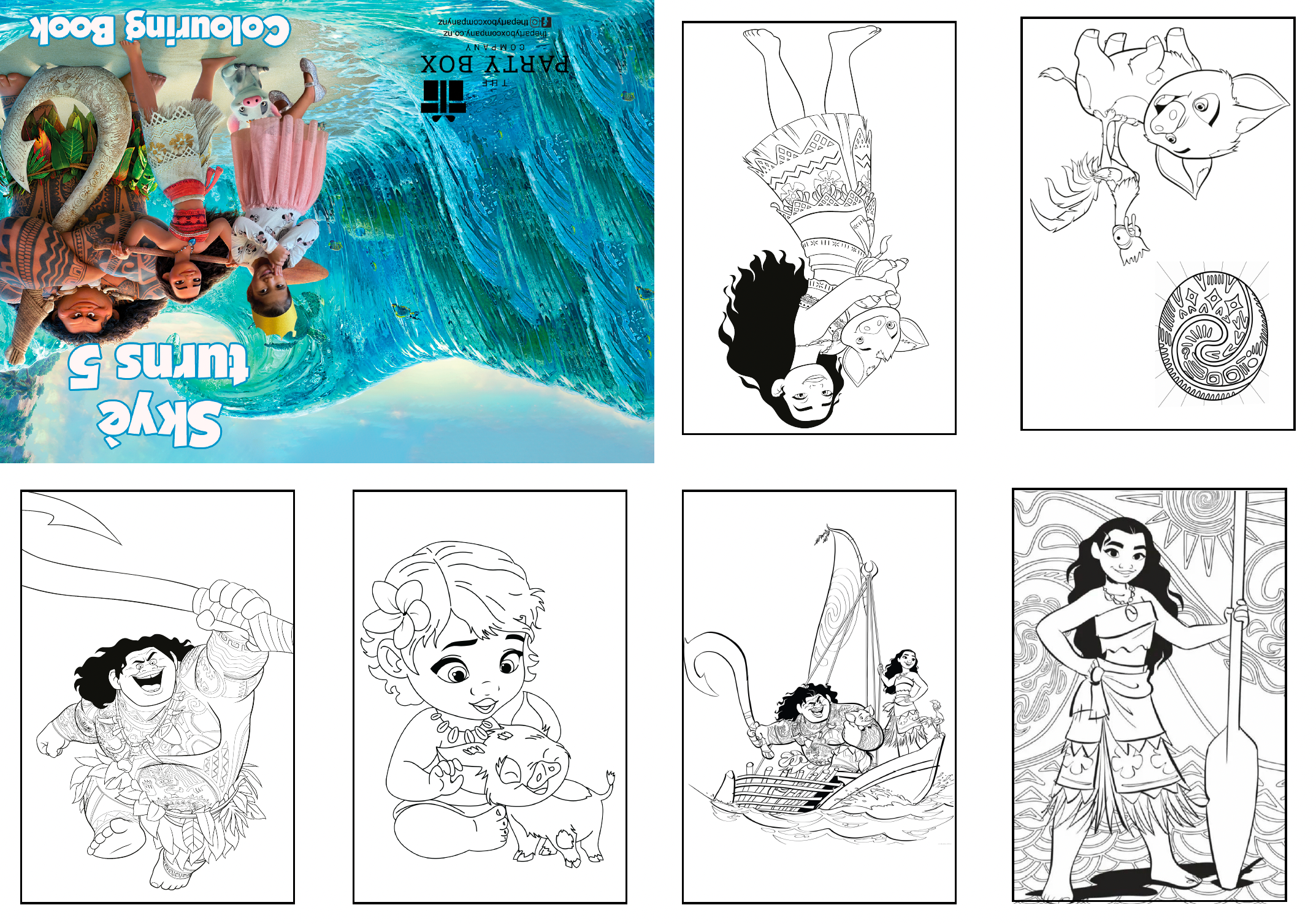 Moana colouring in book