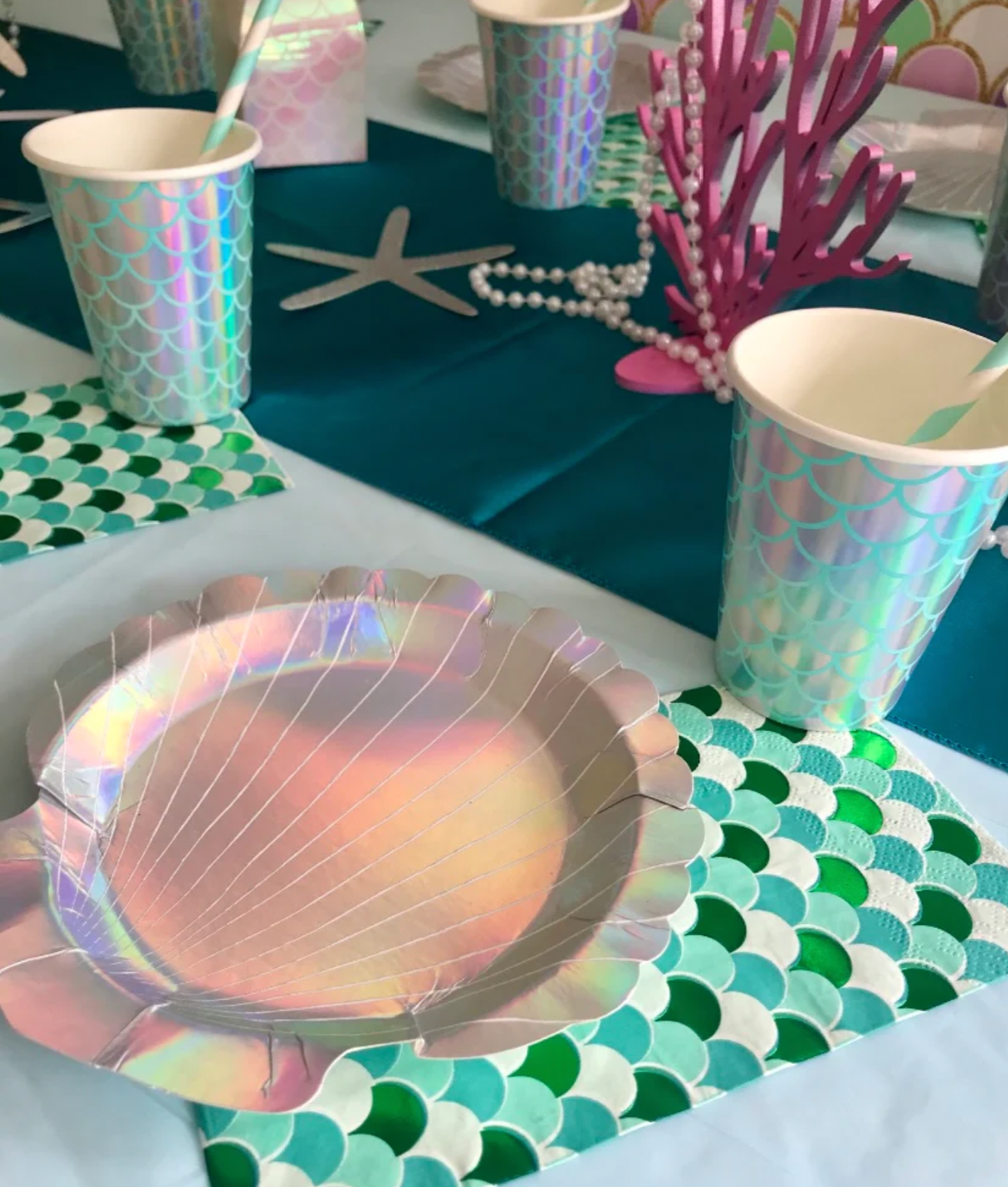 Mermaid party plates and cups