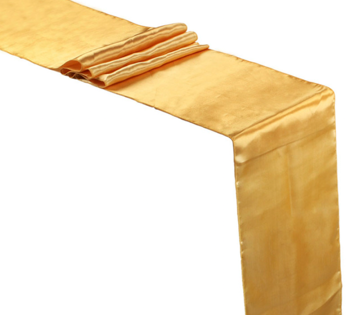 Gold satin table runner