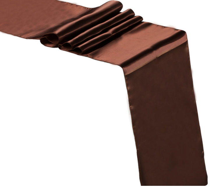 Chocolate brown satin table runner