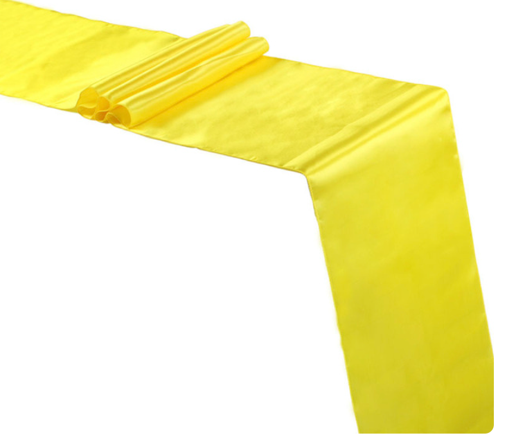 Yellow satin table runner