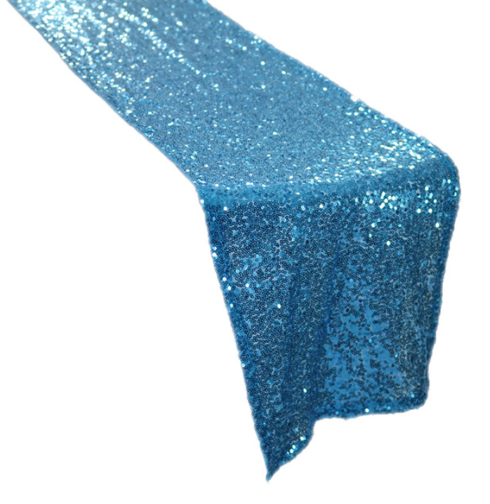 Blue sequin table runner