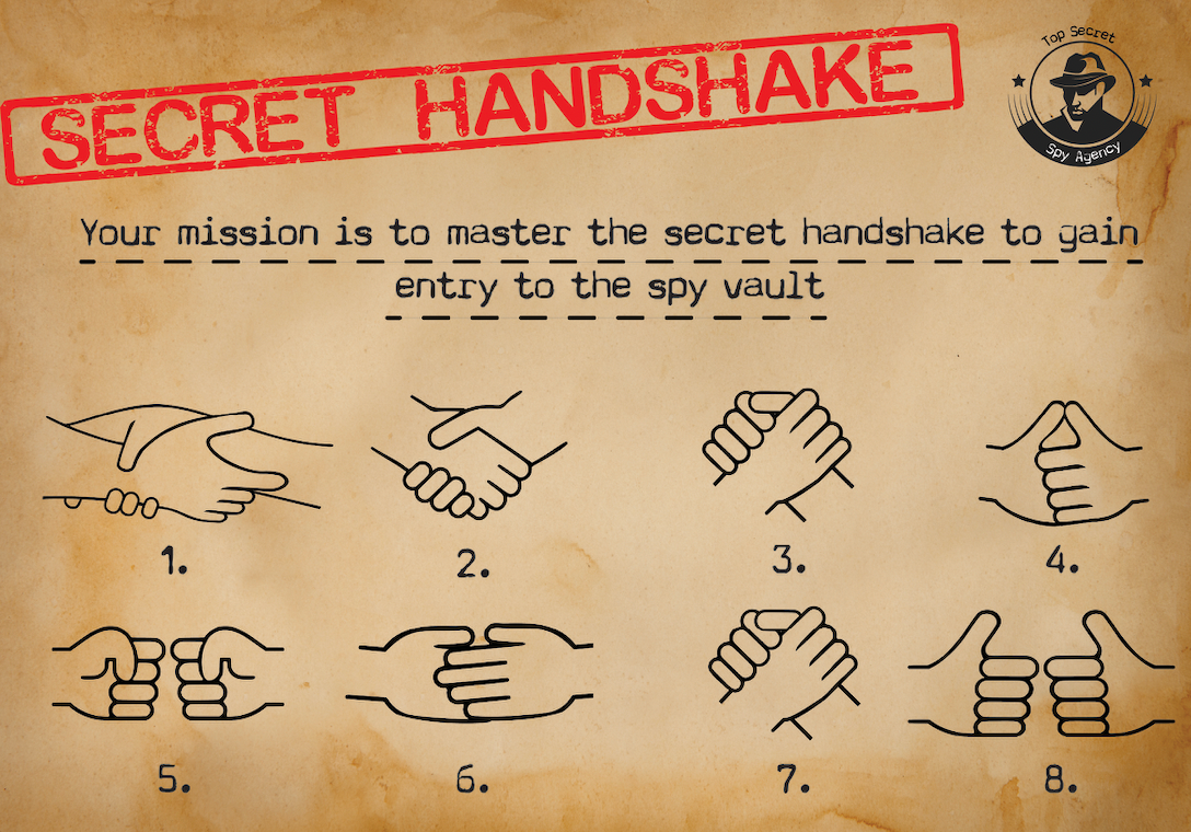 Spy party handshake card