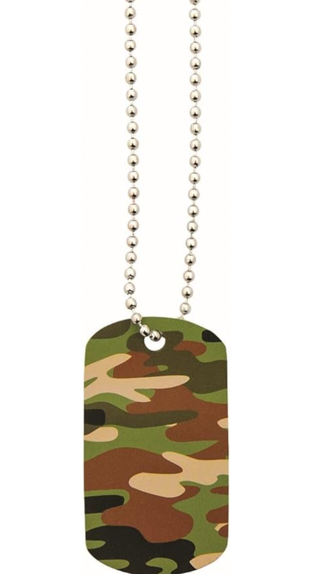 Camouflage dog tag necklace