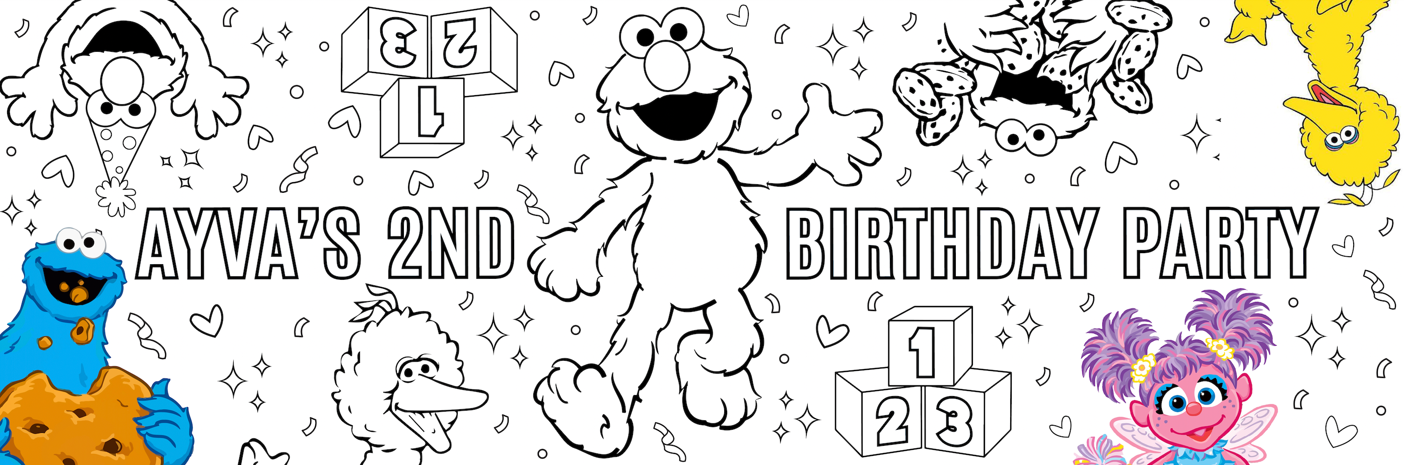 Sesame Street colouring in table runner nz parties
