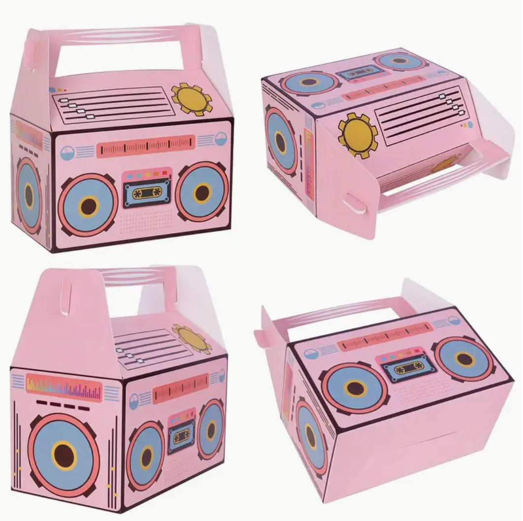 Pink retro boom box treat boxes nz party supplies