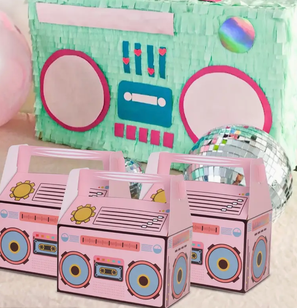 Disco pink cassette player 90s treat box nz party supplies