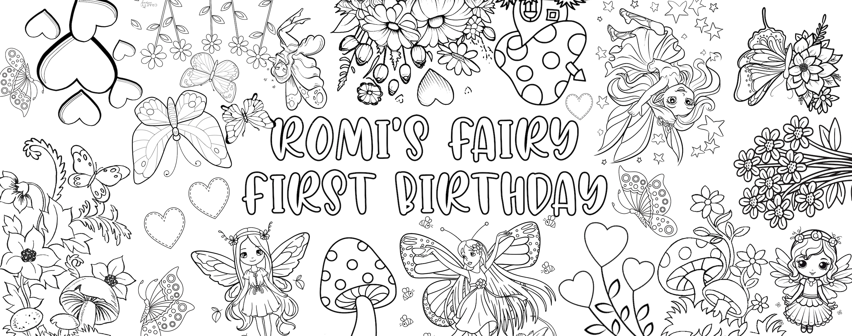 Fairy party colouring in table runner nz party