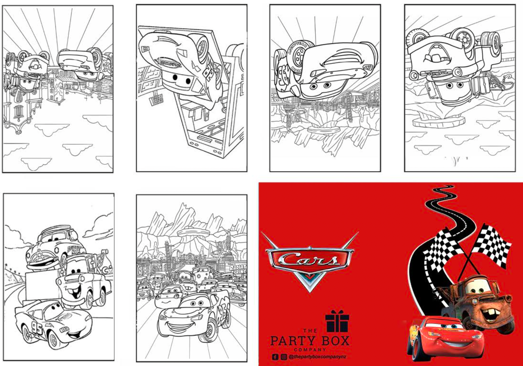 Cars themed mini colouring books party favours NZ
