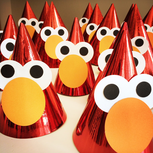 Handmade Elmo party hats