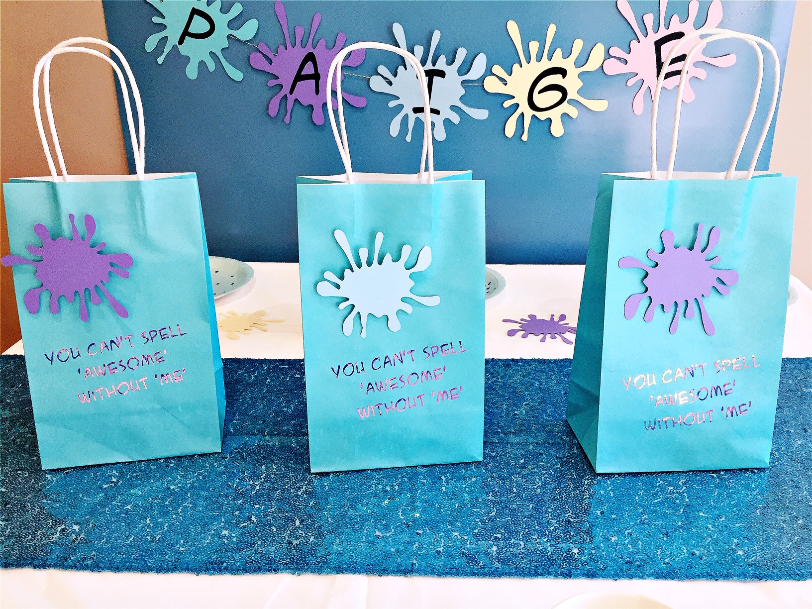 paint splotch personalised gift bags