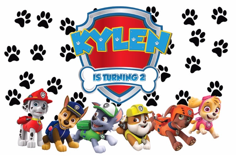 Paw Patrol personalised vinyl backdrop