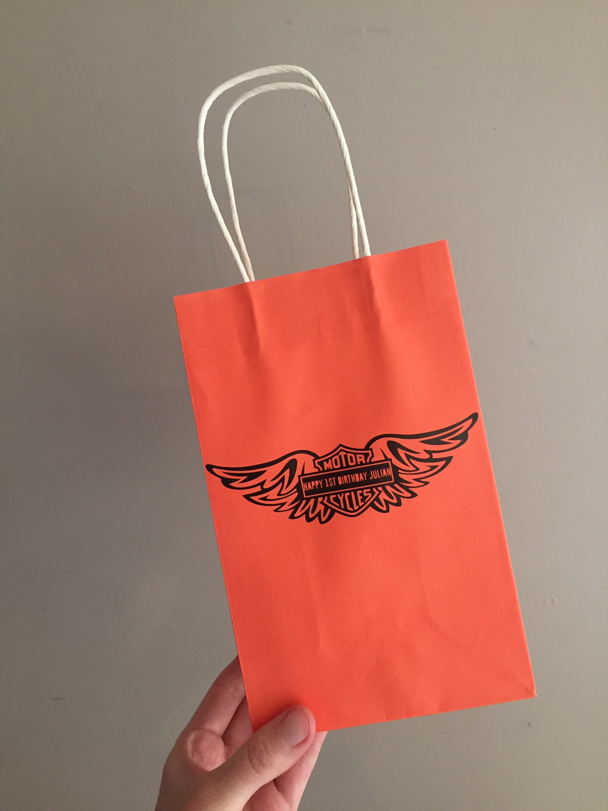 Harley davidson motorbike themed party bags