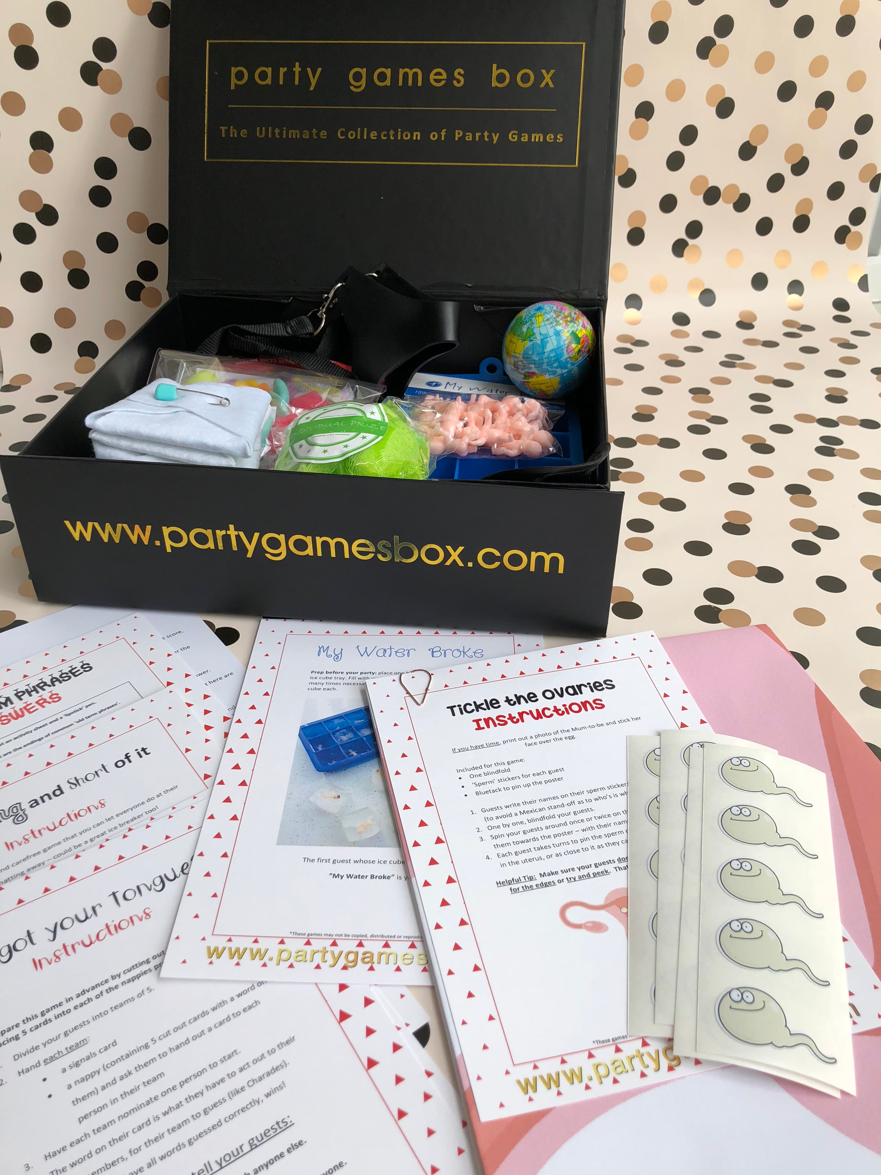 Baby shower party games box