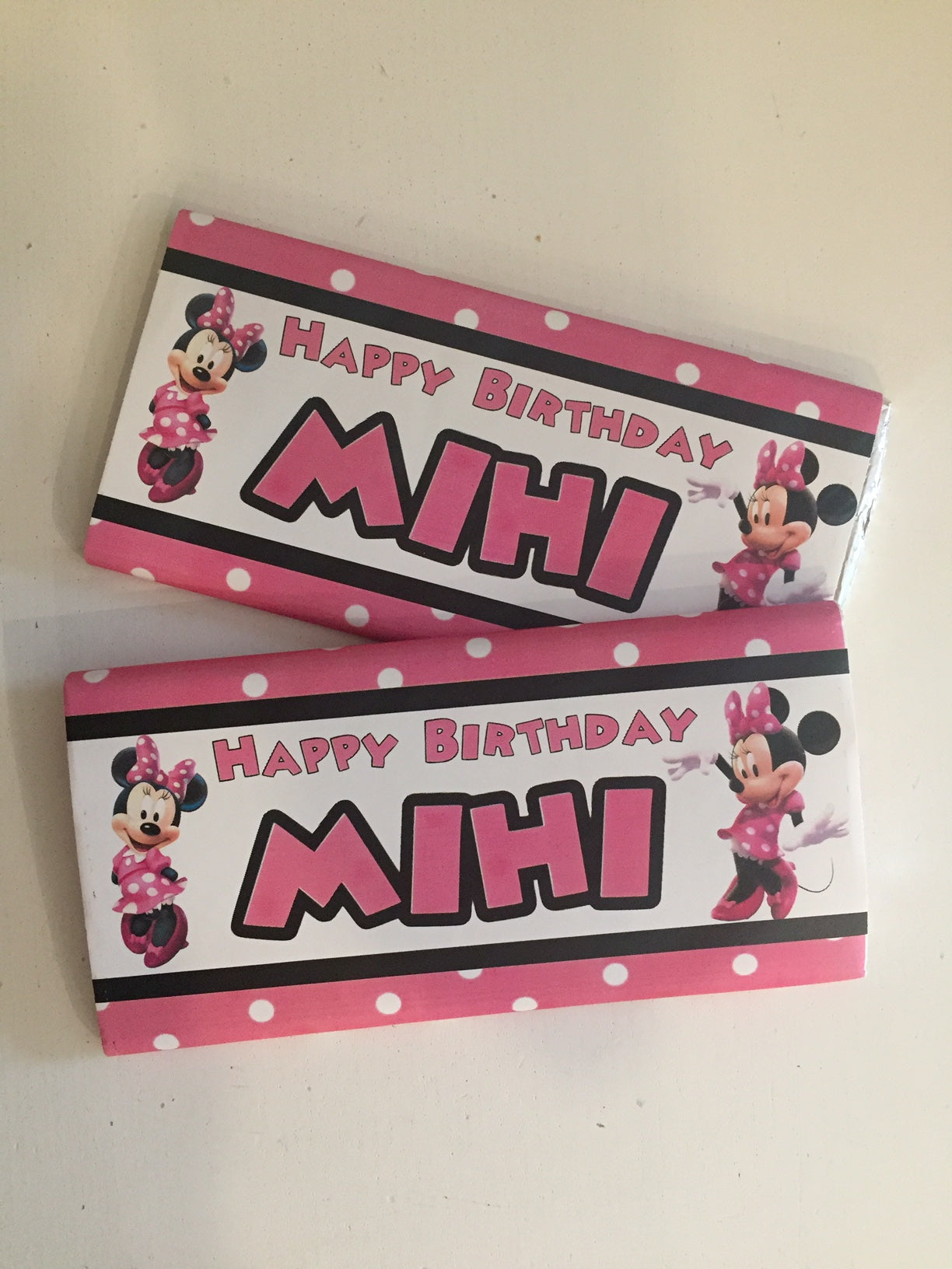 Minnie mouse personalised chocolate bars