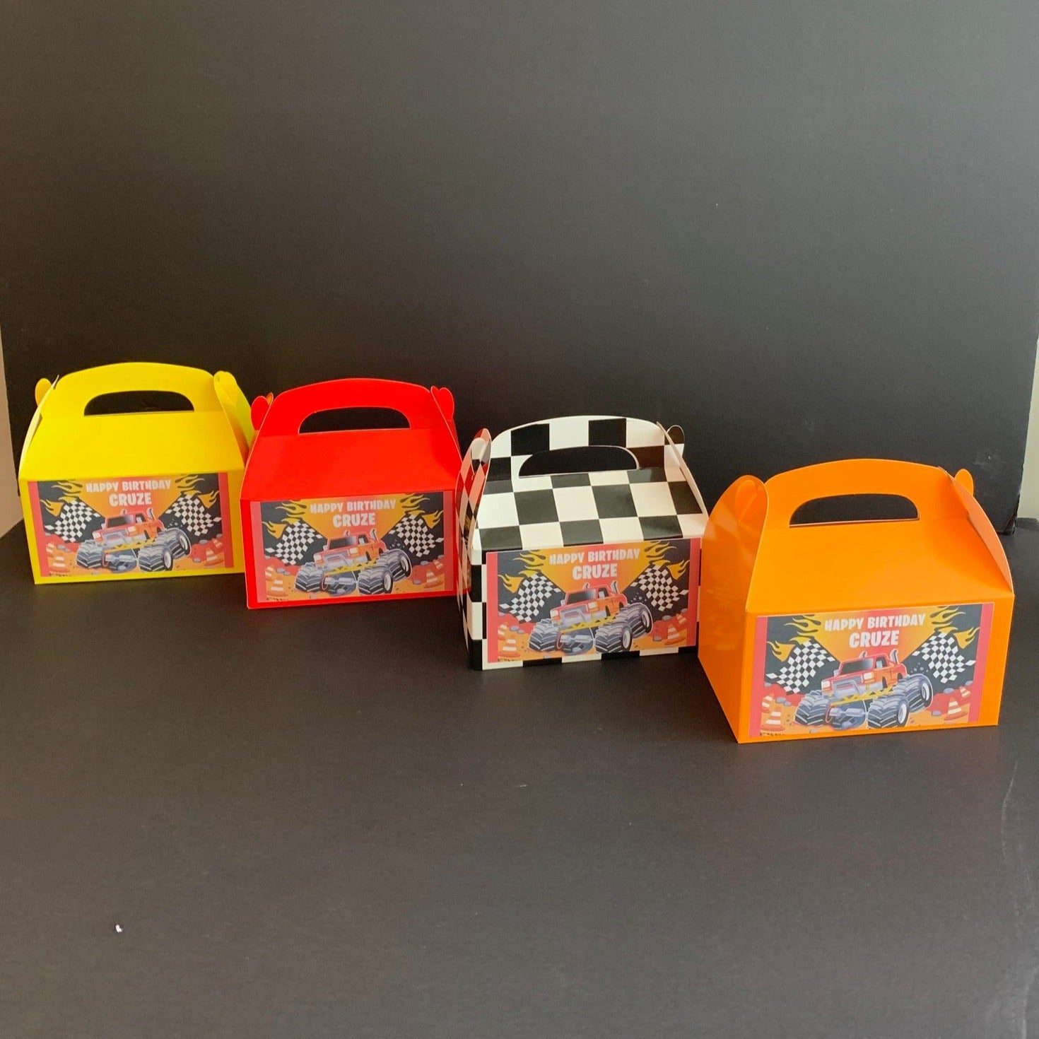 Monster truck party gift boxes