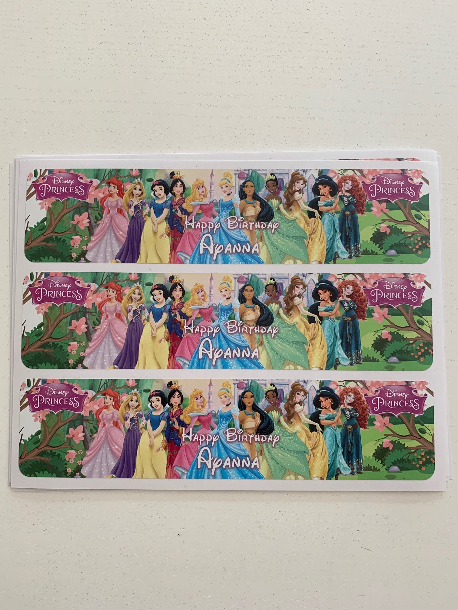 Disney princess water labels