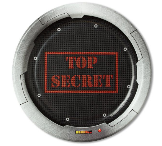 Spy top secret party plates