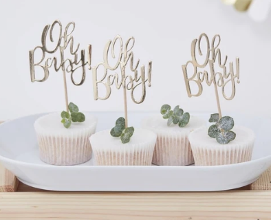 Oh baby gold cupcake toppers baby shower