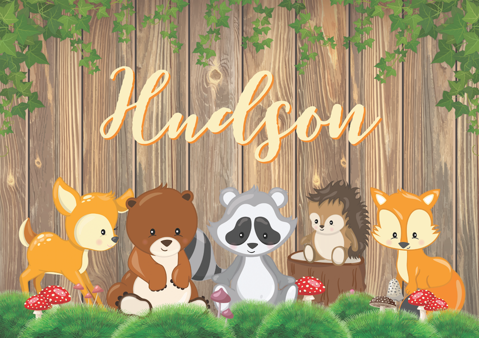 Woodland animal personalised backdrop
