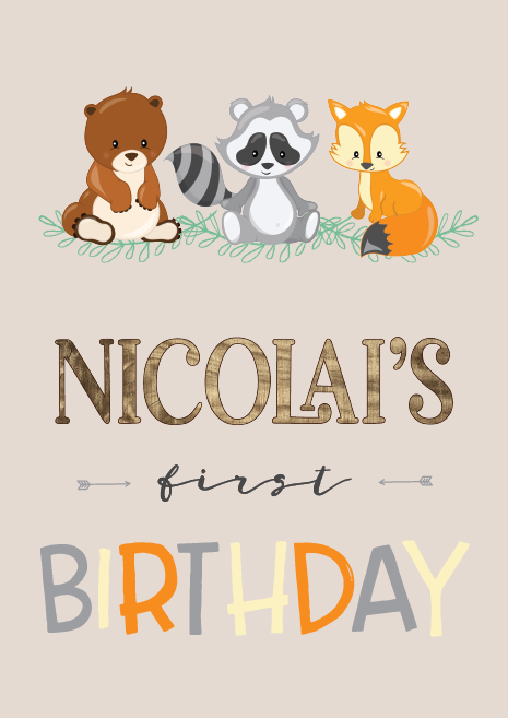 Woodland animal personalised backdrop