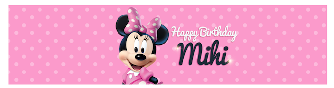 Minnie mouse personalised water labels